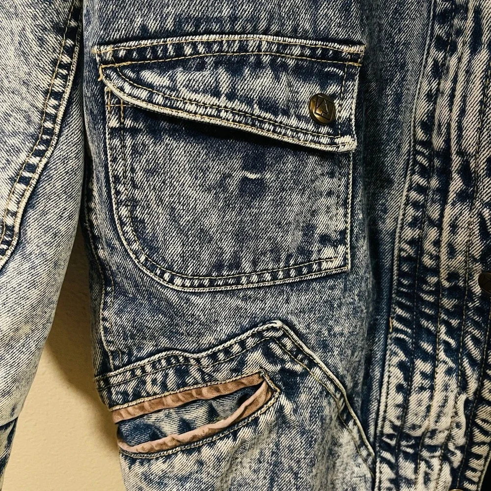 VTG Andy John's Women's Denim Sherpa Jacket Acid‎ Wash 70s 80s Retro Chic Size M